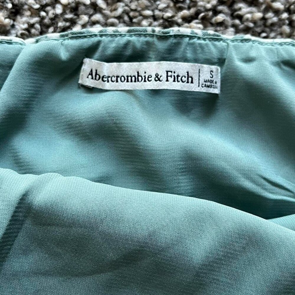 Abercrombie & Fitch Green And White Floral Small mini dress adjustable straps - Picture 5 of 7